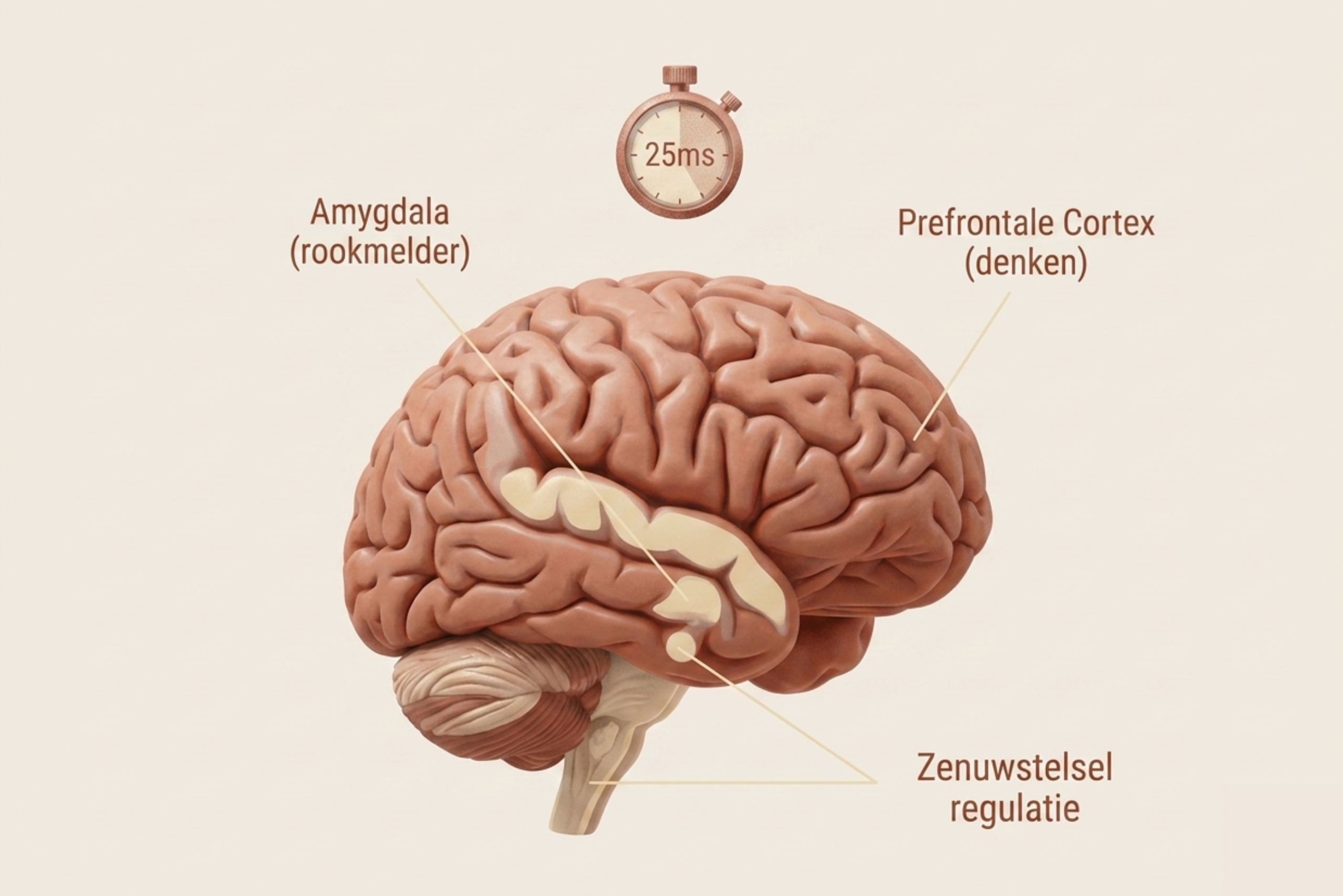 Biologische stressrespons van de amygdala in de hersenen